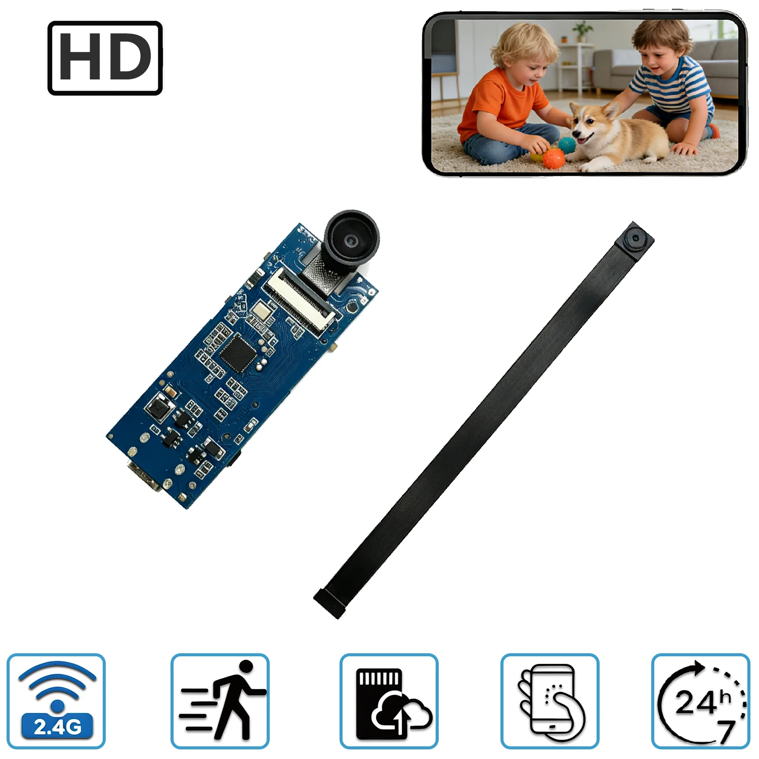 Next-Gen Compact WiFi Security Camera PCBA Module | Flexible Lens Design HD Remote Monitoring Circuit Board