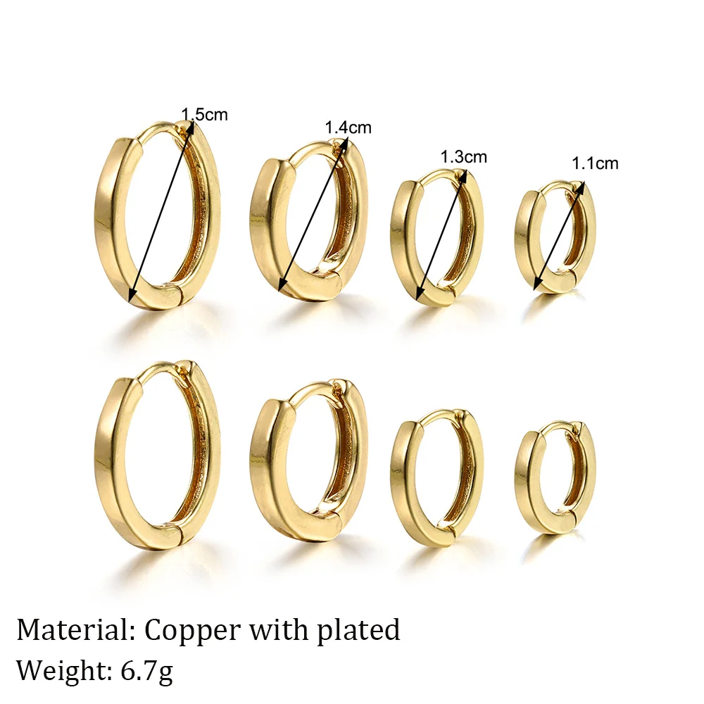 3-4 Pairs Minimalist Chic Invisible Huggie Gold Plated Copper Hoop Earrings for Women Simple Glossy Tiny Stackable Ear Jewelry image 6