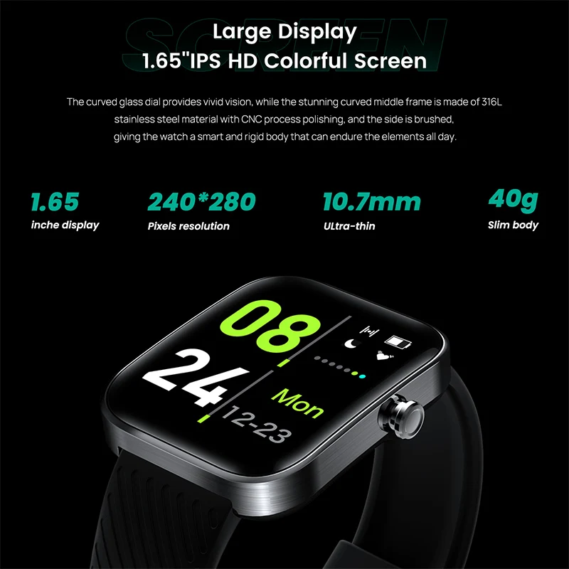 NORTH EDGE ECG Smart Watch Men Watch Women Watch 1.65 Inc Square HD frequenza cardiaca pressione sanguigna temperatura corporea Fashion Watch NHC
