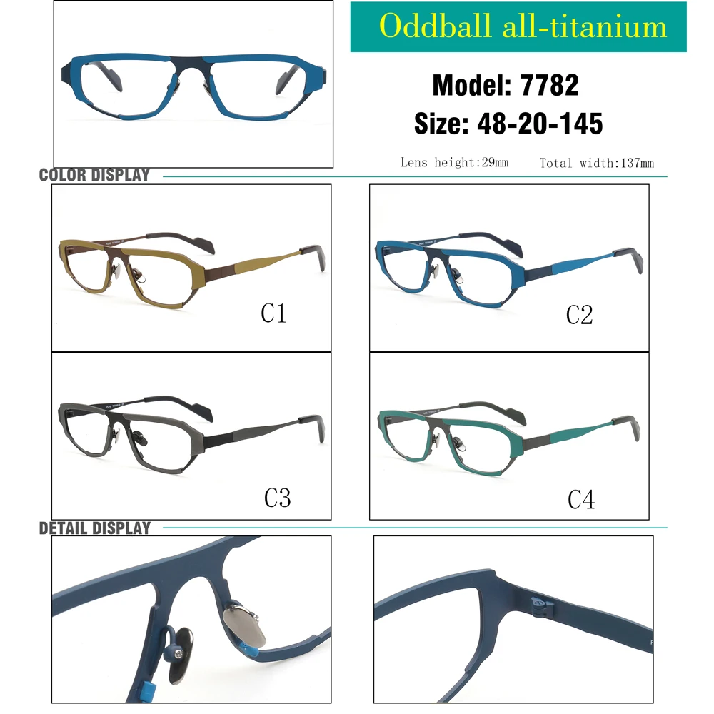 Modern Men Square Titanium Glasses Frames Vintage Rectangle Retro Prescription Eyeglasses Geometric Optical Eyewear Irregular
