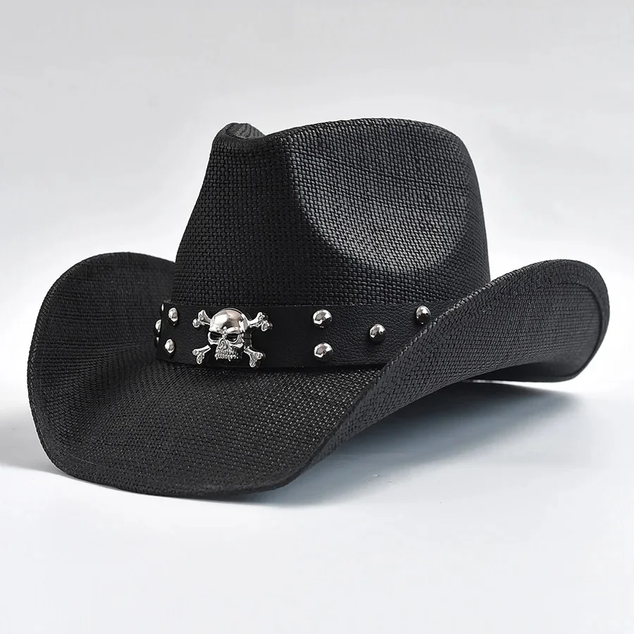 Kapelusze słomkowe w stylu zachodnim Vintage Curled Edge Cowgirl Jazz Hat Summer Beach Sun Hat Sombrero Homebre — zdjęcie 2