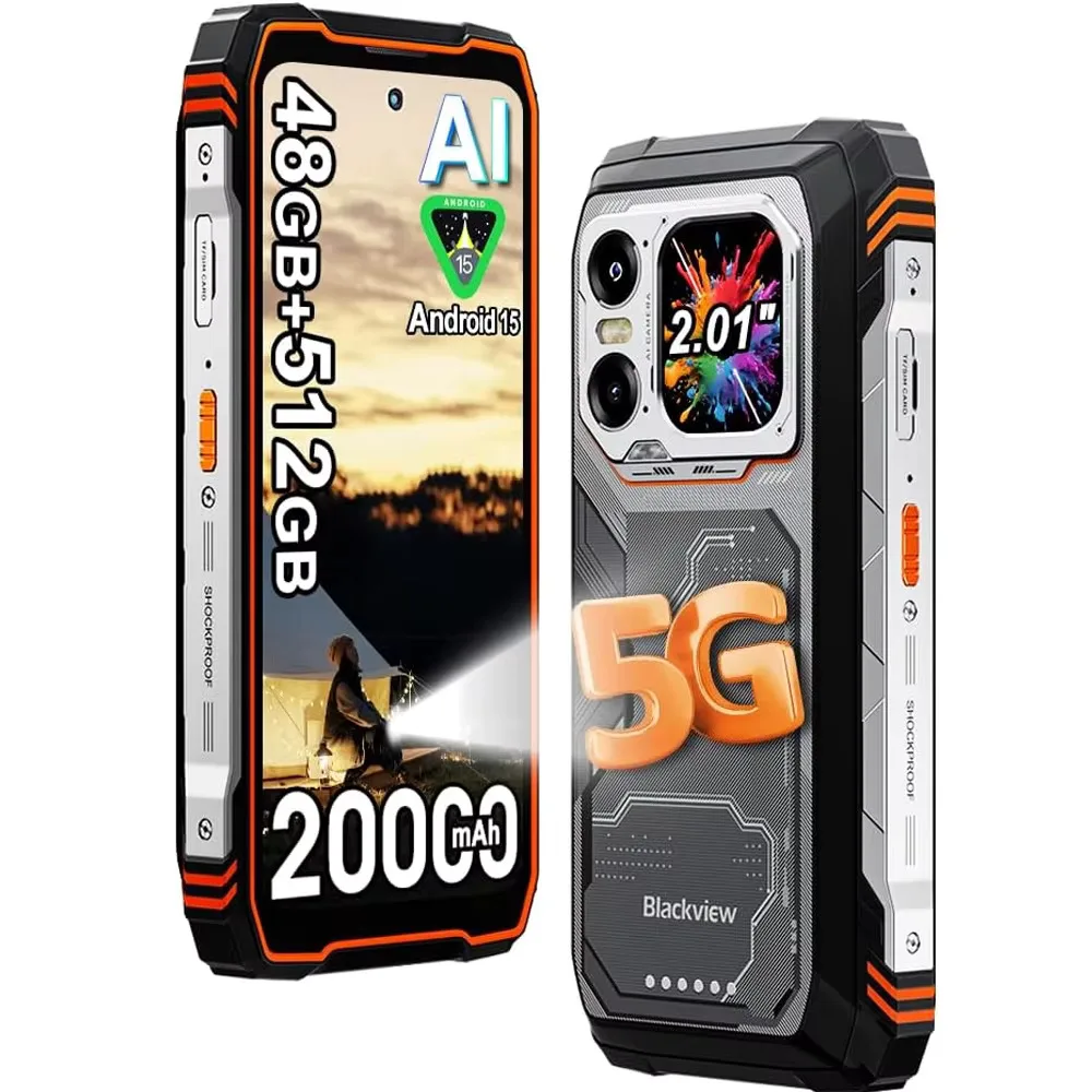 Blackview XPLORE 1 Robuuste en drievoudig beschermd smartphone, 5G waterdicht outdoor Android 15, 6.78'' 2.4K scherm, 256GB/512GB, 20000 mAh