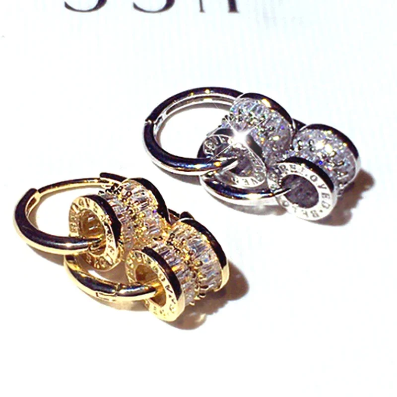 Exquisite runde Zirkon Ohrringe für Frauen 14 Karat echtes Gold weibliche feine Ohrringe Luxus