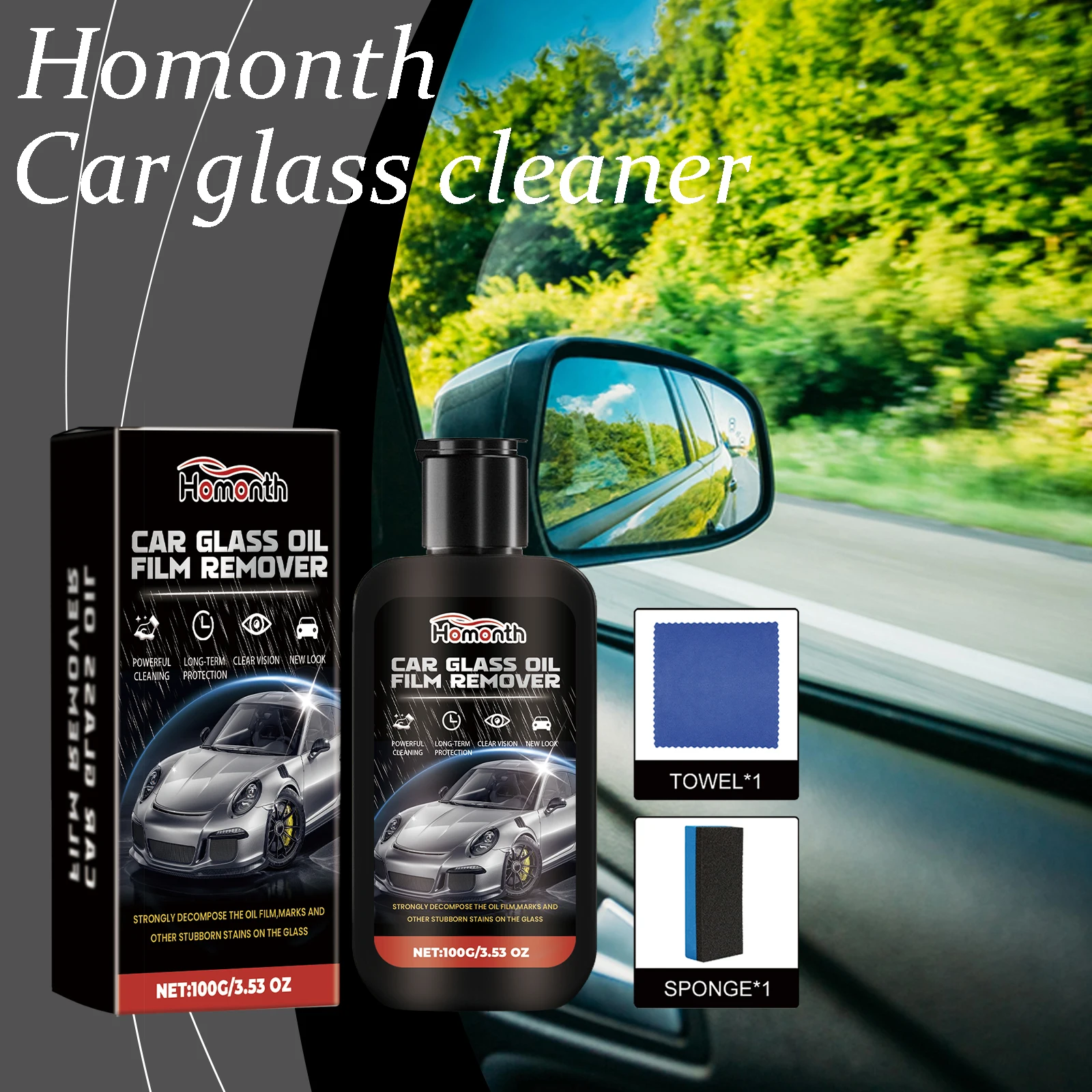 

Homonth средство для удаления масляной пленки для автомобильного стекла, очищающее пятна, улучшает прозрачность, водонепроницаемость, защита от запотевания, средство для очистки автомобильного стекла