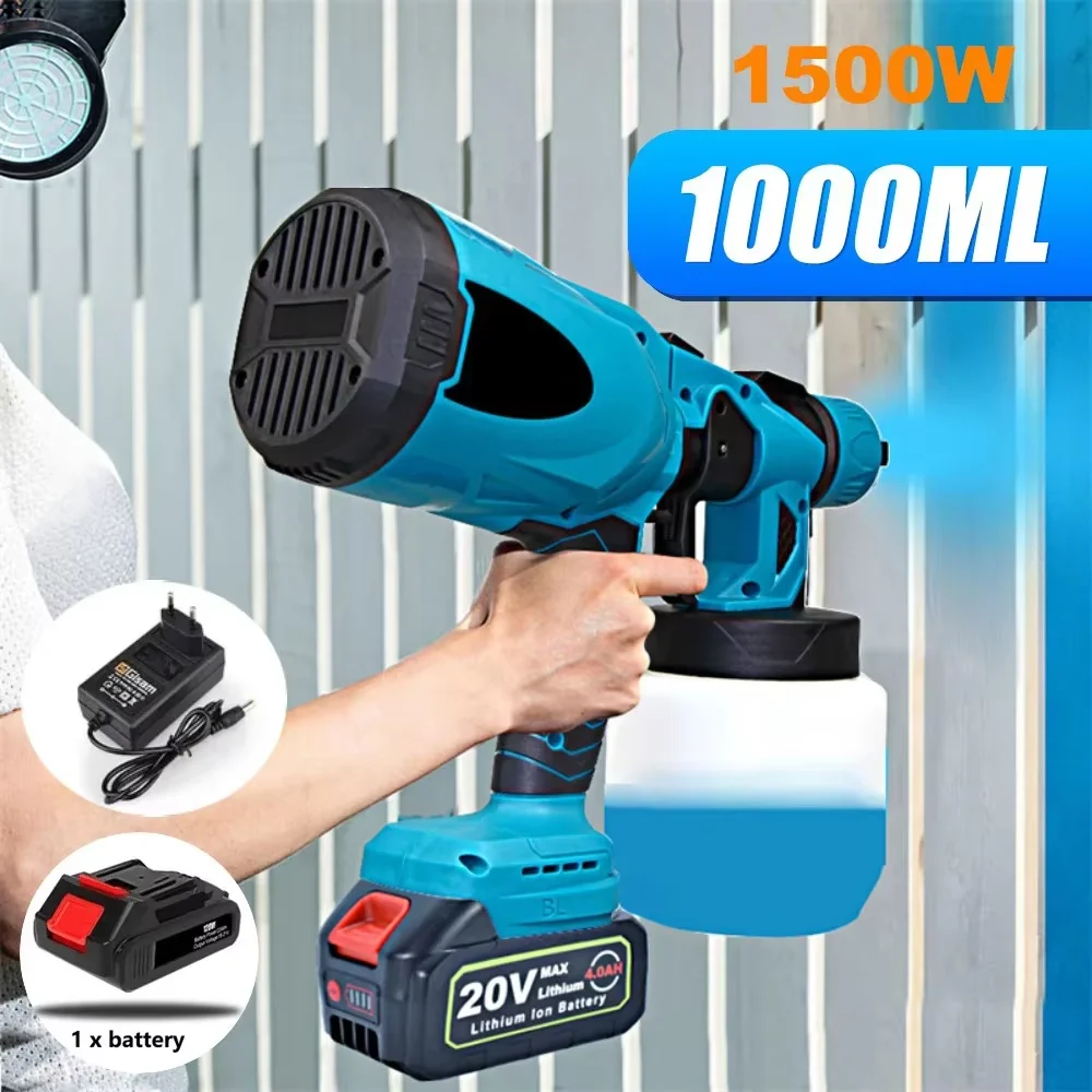 800ML Electric Spray Gun Portable Cordless Paint Sprayer Auto Furniture Steel beating Airbrush Compatible For Makita 18V bat