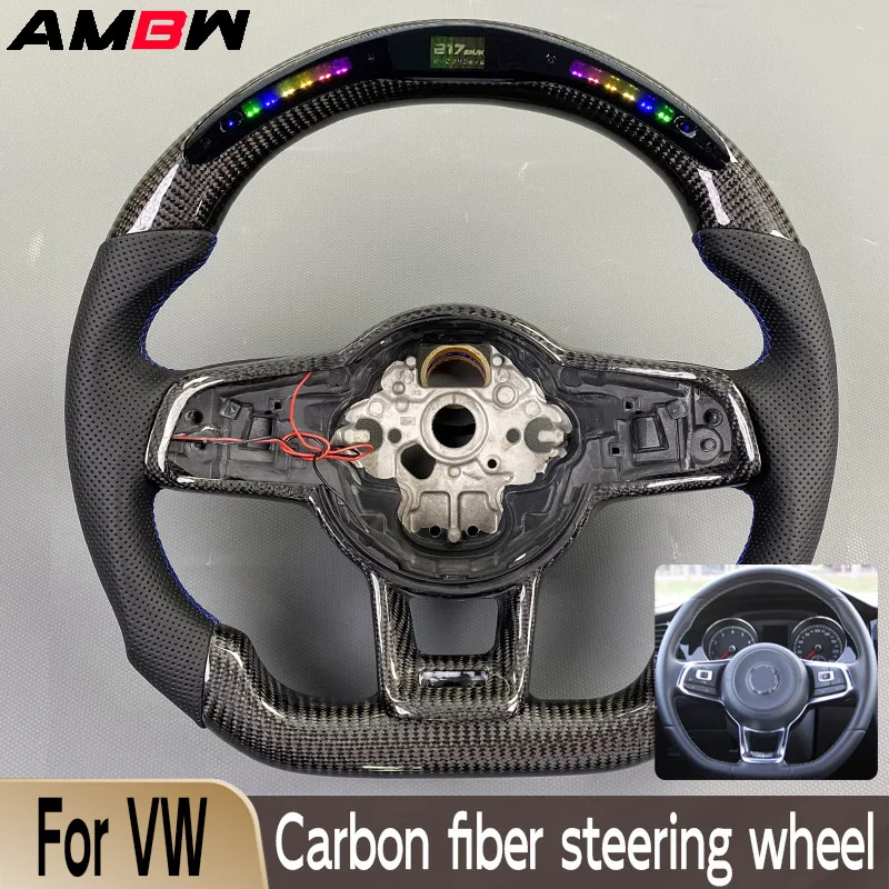 

For Volkswagen Golf 7 7.5 GTI GTD GTE R 2013-2020 Polo GTI Tiguan Passat Carbon Fiber Customized Steering Wheel LED Display