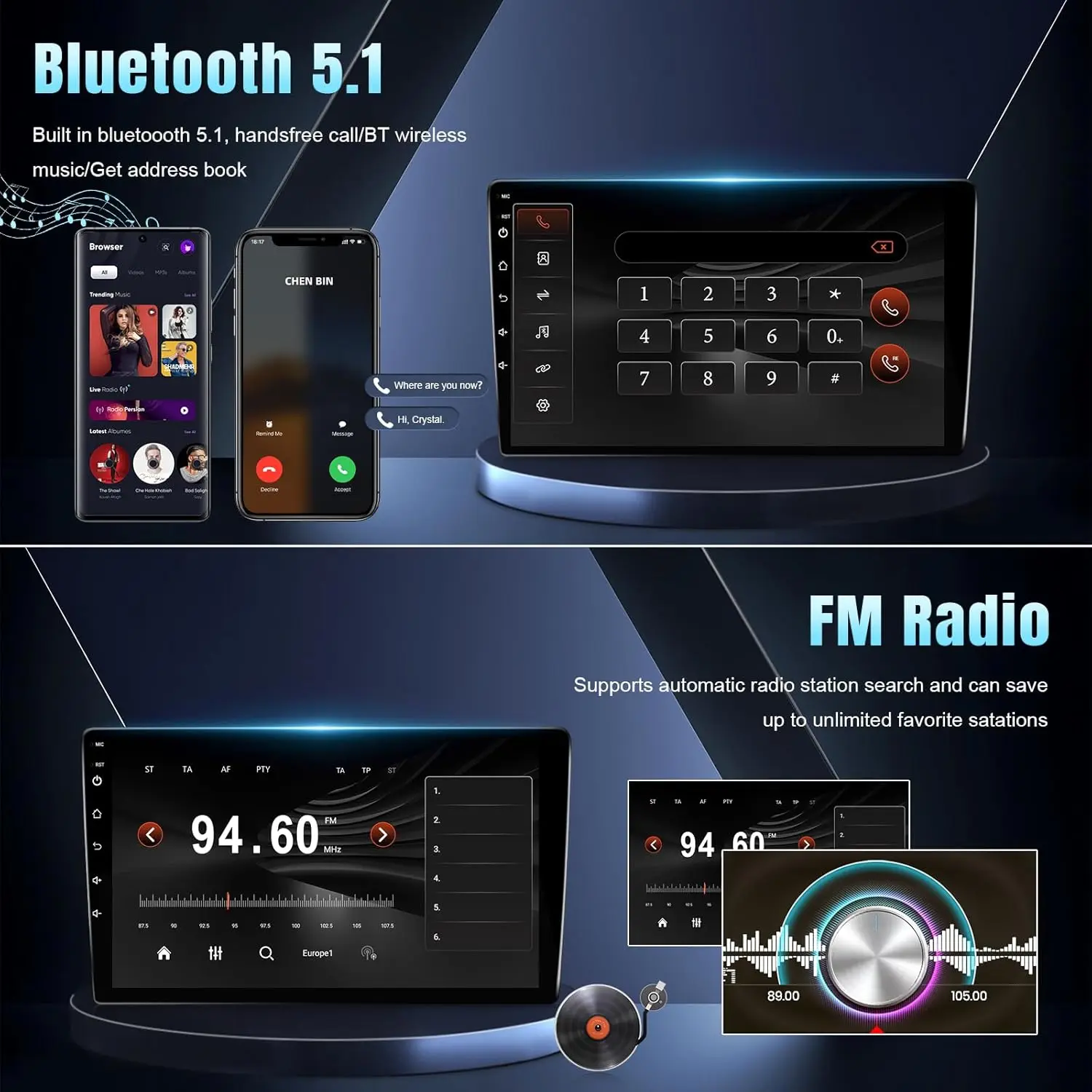 شاشة 9 بوصة لسيارة تويوتا كامري 2006-2011 ستيريو سيارة مع بلوتوث FM SWC GPS (بدون J.B.L وشاشة كبيرة) #5