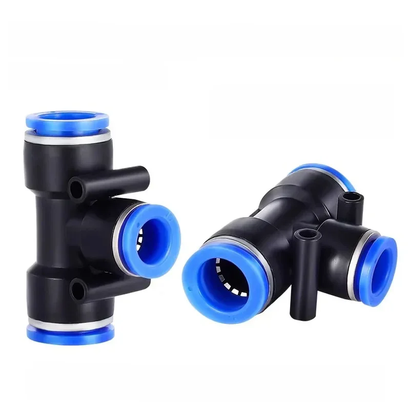 Connecteur d'air pneumatique PE PEG, raccord rapide en T, 3 voies, tuyau en plastique en forme de T, connecteur de tuyau, 4mm, 6mm, 8mm, 10mm, 12mm, 50 pièces, 100 pièces, 500 pièces