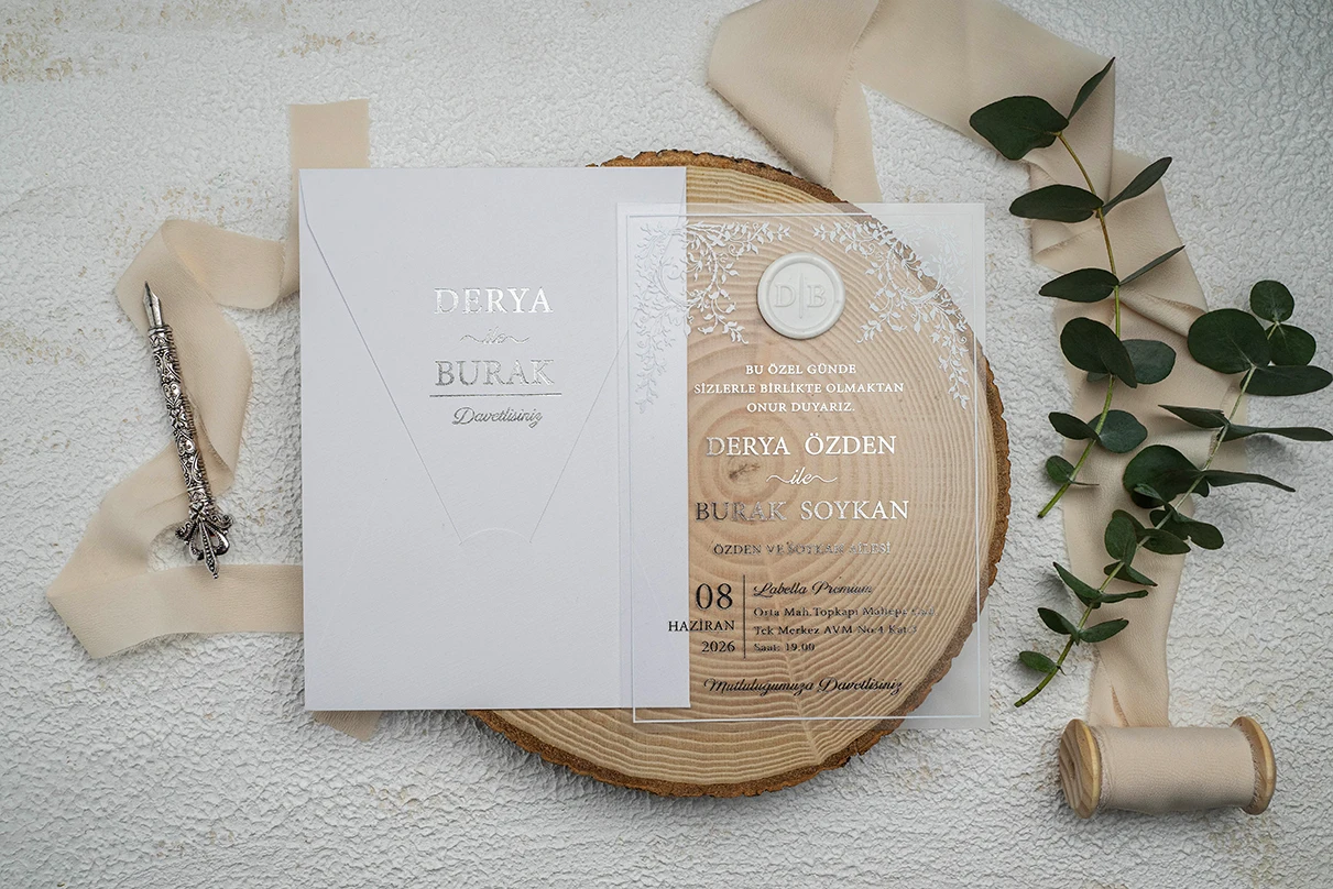 50 pcs Wedding Invitation, Acrylic Invitations, Acrylic White Invitations, Minimalist Design, Clear Acrylic Invitation