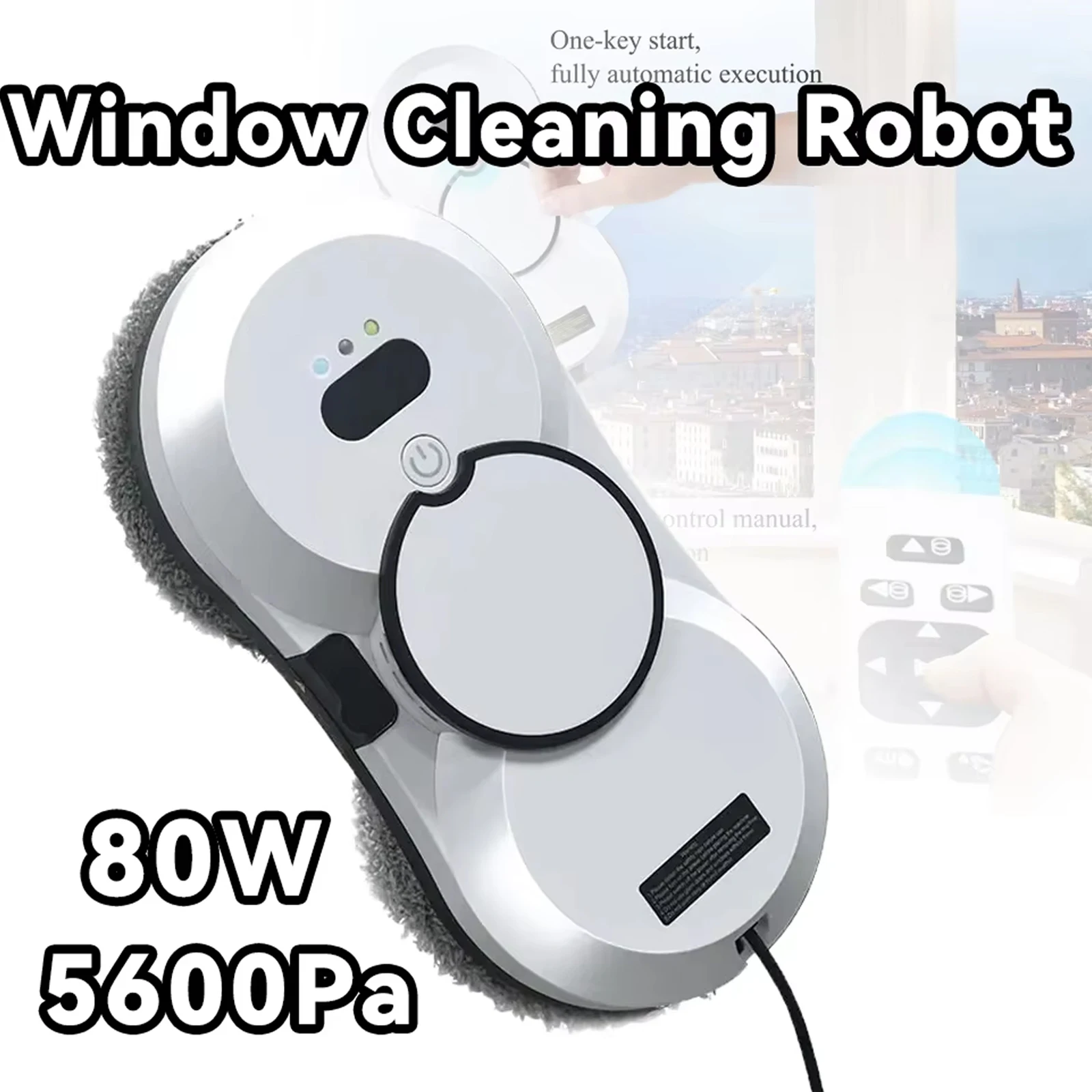 80W 5600PA Window Cleaning Robot With Auto Water Spraying Window Cleaner Robot Fall Prevention Remote Cleaner for Home Office