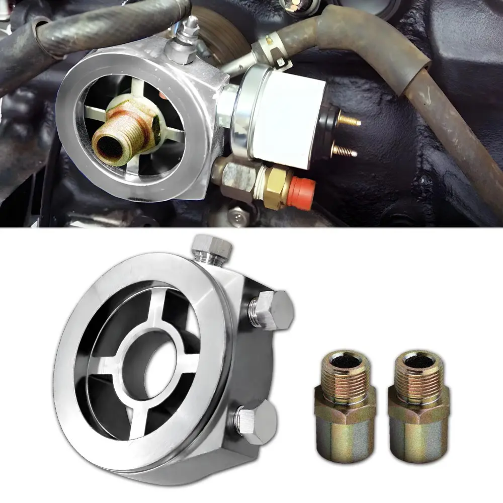Aluminum Oil Filter Mesh Sandwich Plate Adapter Oil Pressure Temperature Sensor Adapter with Connector Kit Suitable for Motorsport Jdm