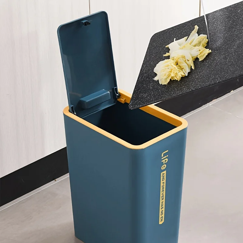 1Pcs Plastic Press Type Trash Can with Lid - Bullet Cover Waste Bin for Bathroom, Living Room, Bedroom - Home Essential Supplies