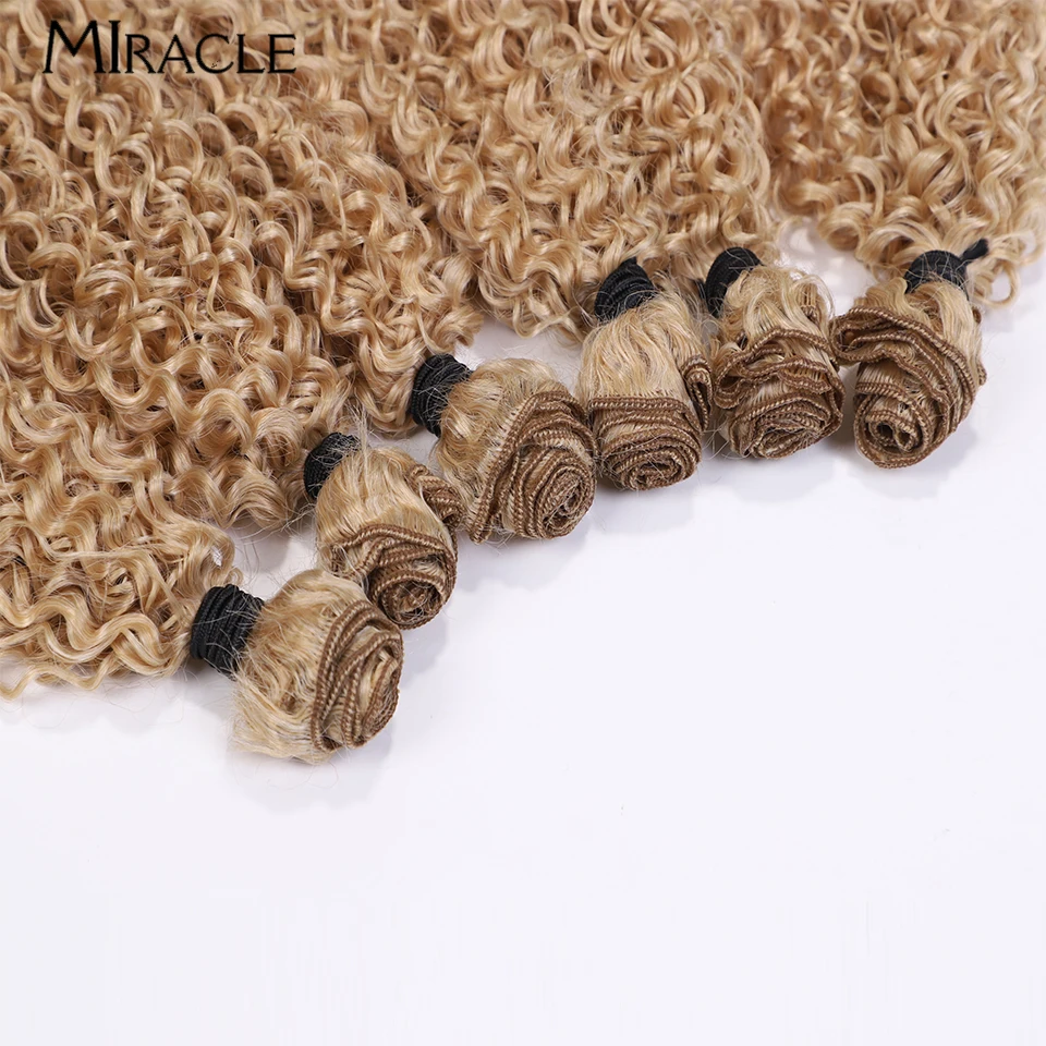 MIRACLE-Extensions Capillaires Synthétiques Bouclées en Fibre pour Femme, Postiche Douce, Ombré, 20 en effet 22 en effet 24, 6 Pièces/Ensemble