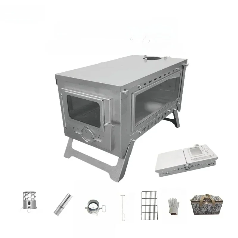 Dream-Hiker Titanium dubbel glas opvouwbare brandhoutkachel Wandelen Camping Tentkachel BBQ-kachel - afbeelding 2