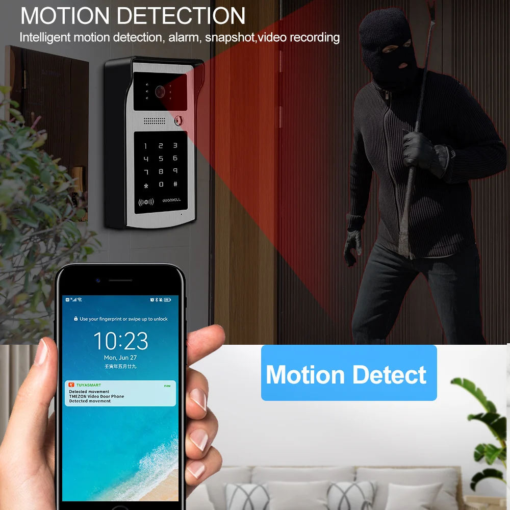 Tuya Video Doorbell Camera WiFi Wireless Intercom System Home 1080P HD Digital Video Door Phone With RFID Code Keypad APP Unlock