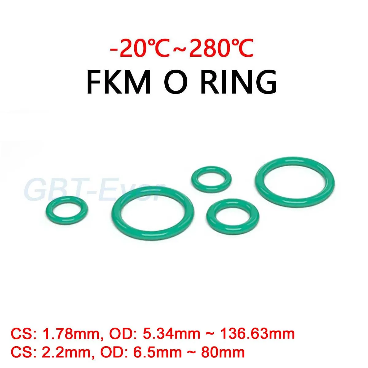 FKM Green Fluorine Rubber O Ring CS 1.78/2.2mm OD 5.34~136.63mm O-Ring Sealing Gasket Washer Oil Resistant Acid&Alkali Resistant