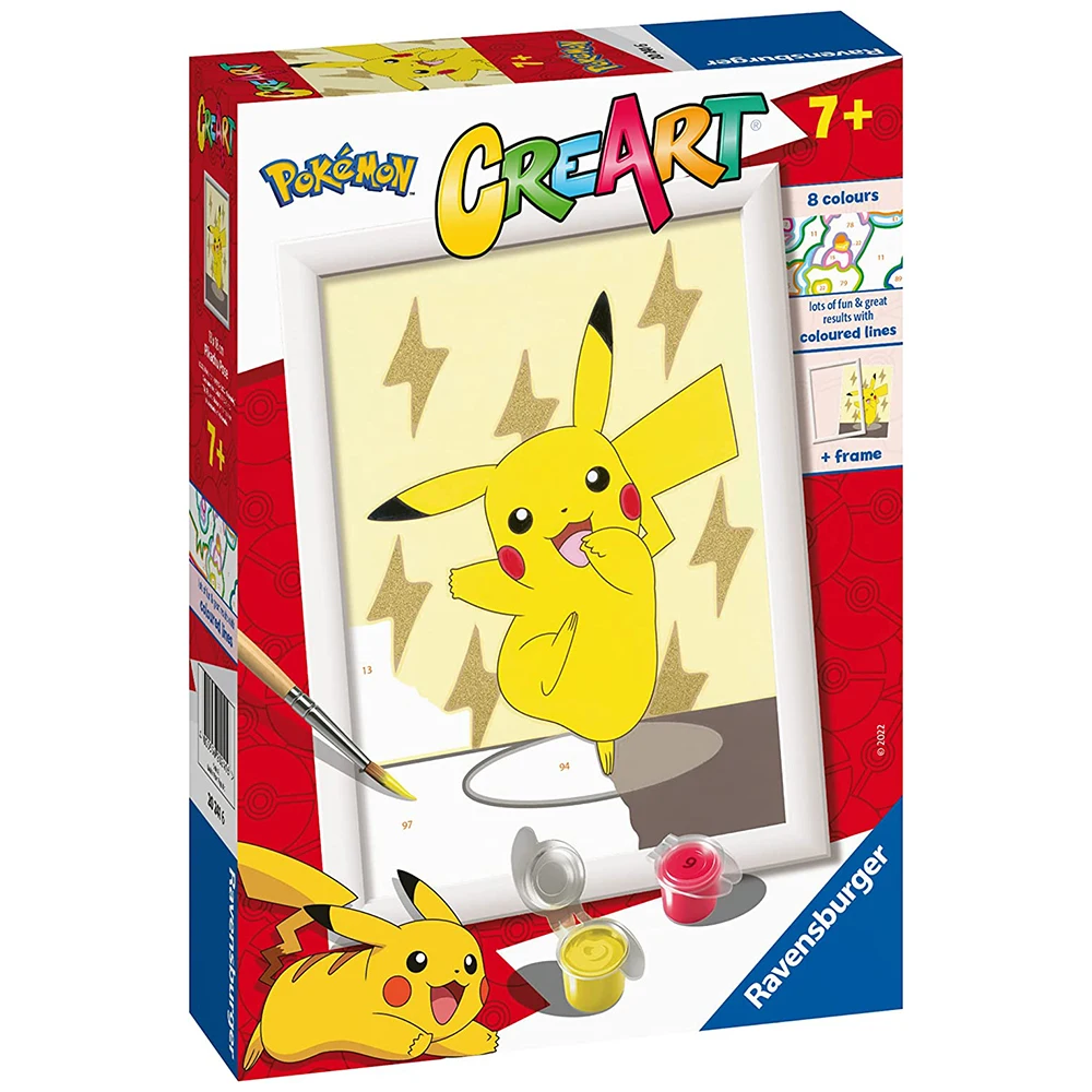 CreArt Kit painting-Pokémon Pikachu, Ravensburger, 20241, original, toys, boys, girls, gifts, collector, shop, new, games, family, puzzle