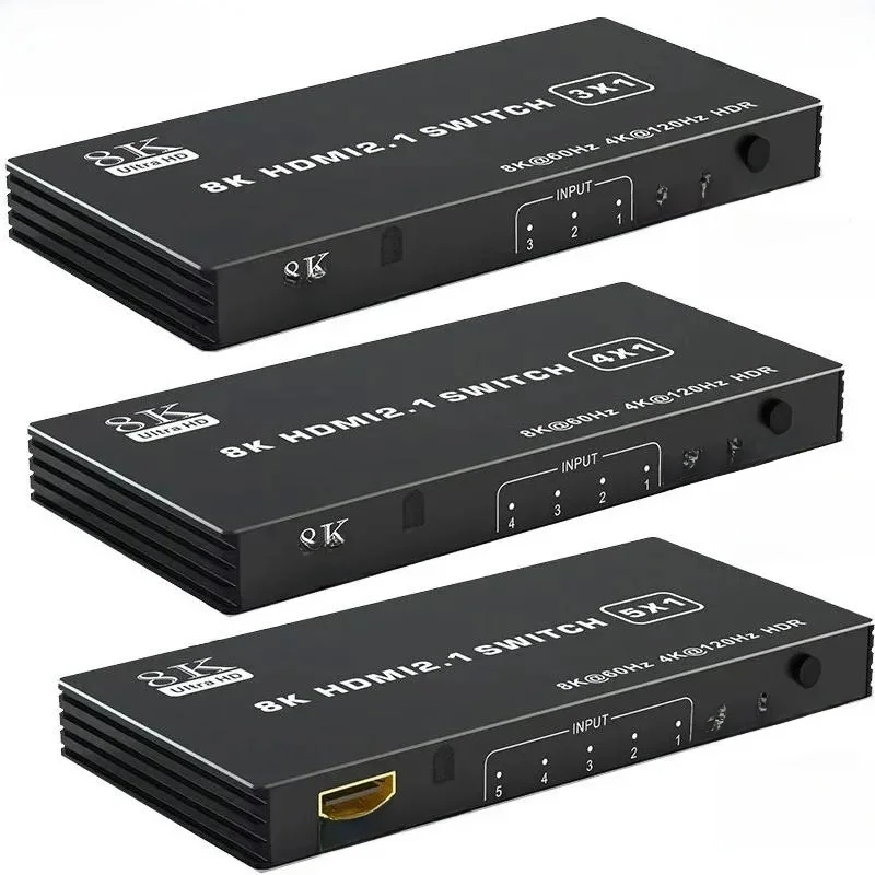 Przełącznik HDMI 2.1 Rozdzielacz 120 Hz 3/4/5-portowy HDMI 4K 120 Hz Rozdzielacz Przełącznik CEC 48 gb/s HDMI 2.1 Przełącznik 8K z pilotem Dolby Vison — zdjęcie 2