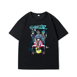 Hot Gorillaz Virtual Band Print Short Sleeve T-shirt Cotton Trendy Brand Men's and Women's Hip Hop Street Short Sleeve Tshirts