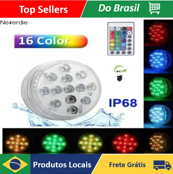 1Unidade Luminarias LED Para Piscina 16 cores diferentes Impermeavel - Neverdie Store