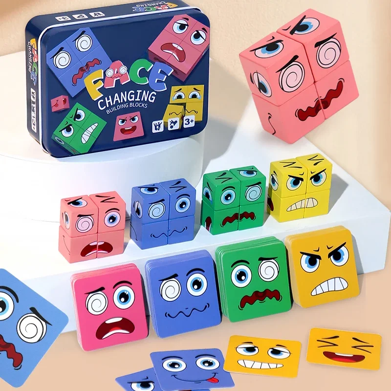 80 szt. Karty z zmianami wyrazu twarzy, puzzle, zabawka edukacyjna Montessori dla dzieci, klocki konstrukcyjne, gra stołowa, prezent edukacyjny dla dzieci — zdjęcie 2
