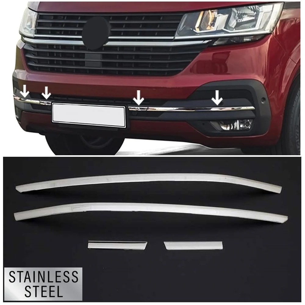 

For VW Transporter T6.1 Chrome Front Bumper Lower Grille 4 Pcs 2020-2023 Models. Stainless Steel. A+ Quality. Car Accessories