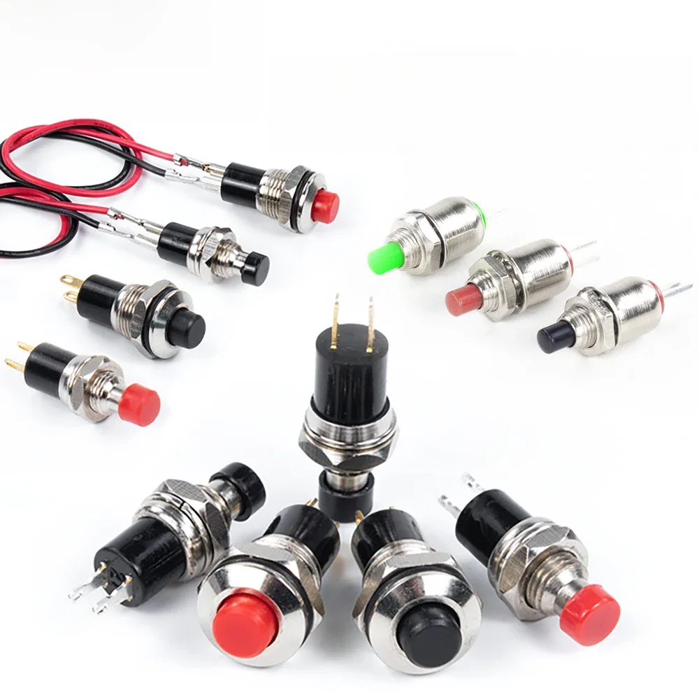 5 pièces Mini rond 5mm/7mm/10mm autobloquant/interrupteurs à bouton-poussoir momentané FBS-110 1NO1NC noir rouge vert 0.5A/125V