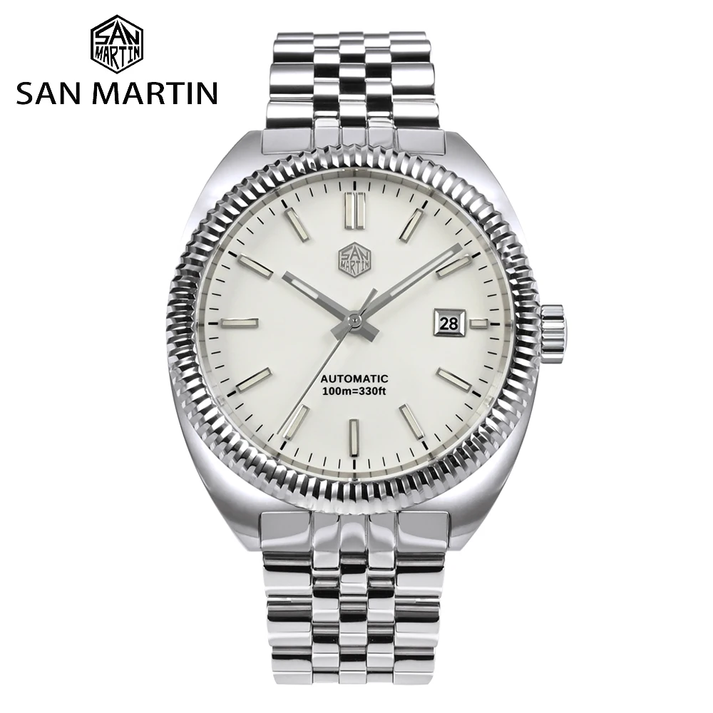 

San Martin 40mm YN55 Men Watch Enamel Dial Curved Bezel Stainless Steel Sapphire Automatic Mechanical Luminous Waterproof SN0069