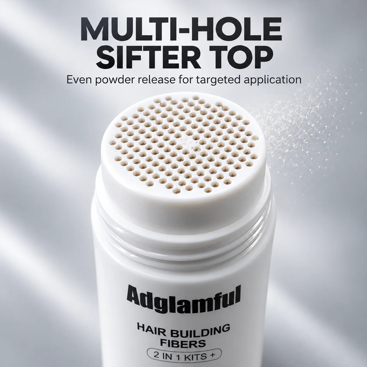 Adglamful Hair Building Fibers 30g, 2-in-1 Bottom Press Hair Fiber Powder with Multi-Hole Sifter for Fuller-Looking Hair