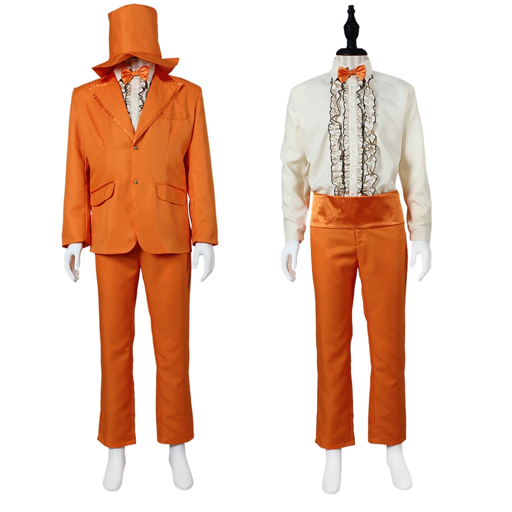 Dumb and Dumber 2 Lloyd Christmas Cosplay Costume Lloyd Orange Suit with Hat Adult Men's Christmas Carnival Cosplay Outfit