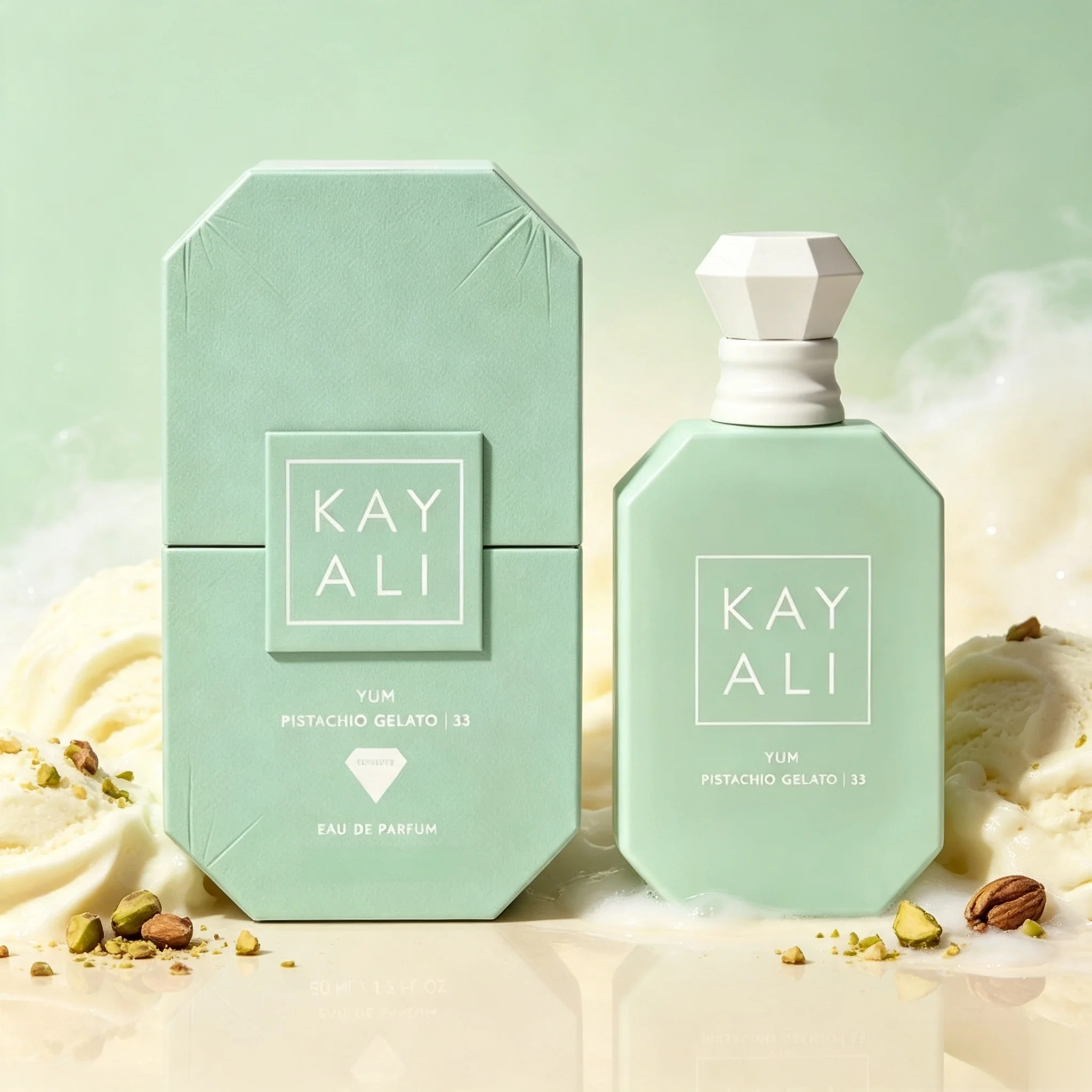 Kayali Yum Pistachio Gelato Eau de Parfum 100ml Spray Profumato Dolce Gourmand a Lunga Durata