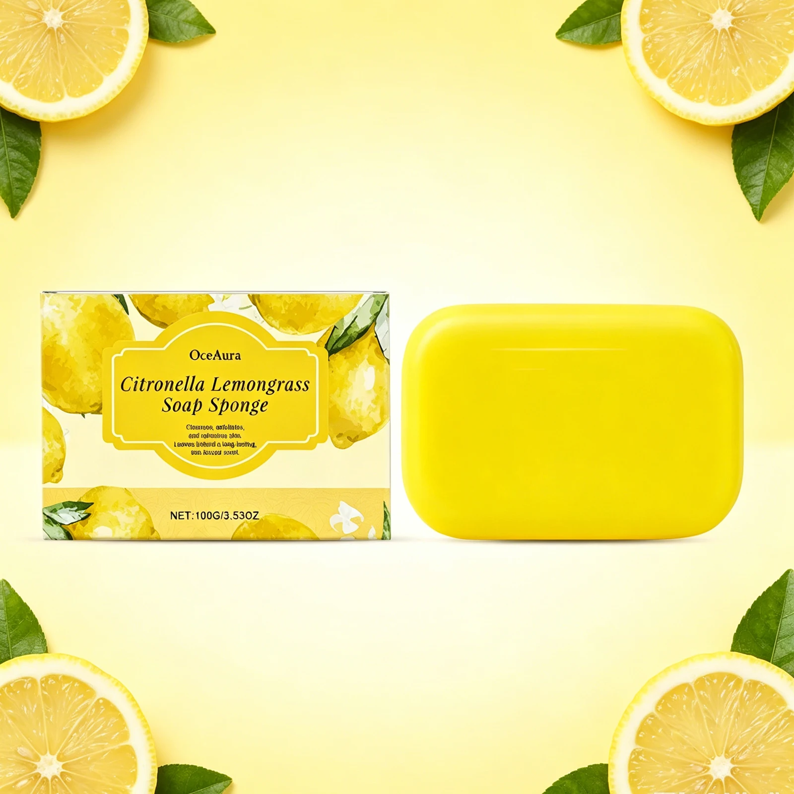 OceAura 100g Citronella Lemon Soap Moisturizing Facial And Body Cleanser For Softening Skin Daily Use Soap Bar Natural Fresh Scent