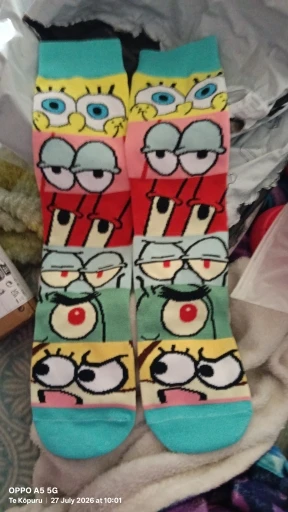 New Style Funny Yellow Sponge Cartoon Square Anime Cartoon Character Personalized Novelty Socks Men Women Breathable Cotton Hip photo review