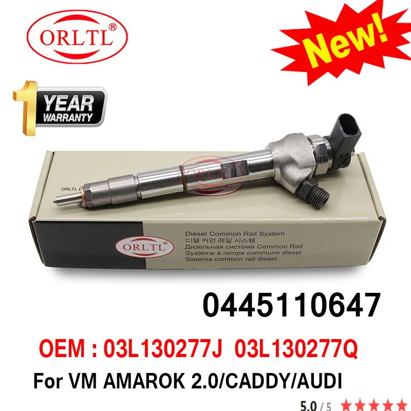 ORLTL 0445110647 03L130277J 03L130277Q NEW Fuel Diesel Injector 0 445 110 647 For VM AMAROK 2.0/CADDY/AUDI 03L 130 277J ​