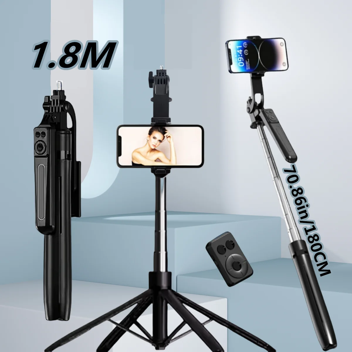 

FANGTUOSI 2025 Wireless Selfie holder Tripod with Bluetooth Remote, Portables Foldable Stand for Vlog Shooting Record for iPhone
