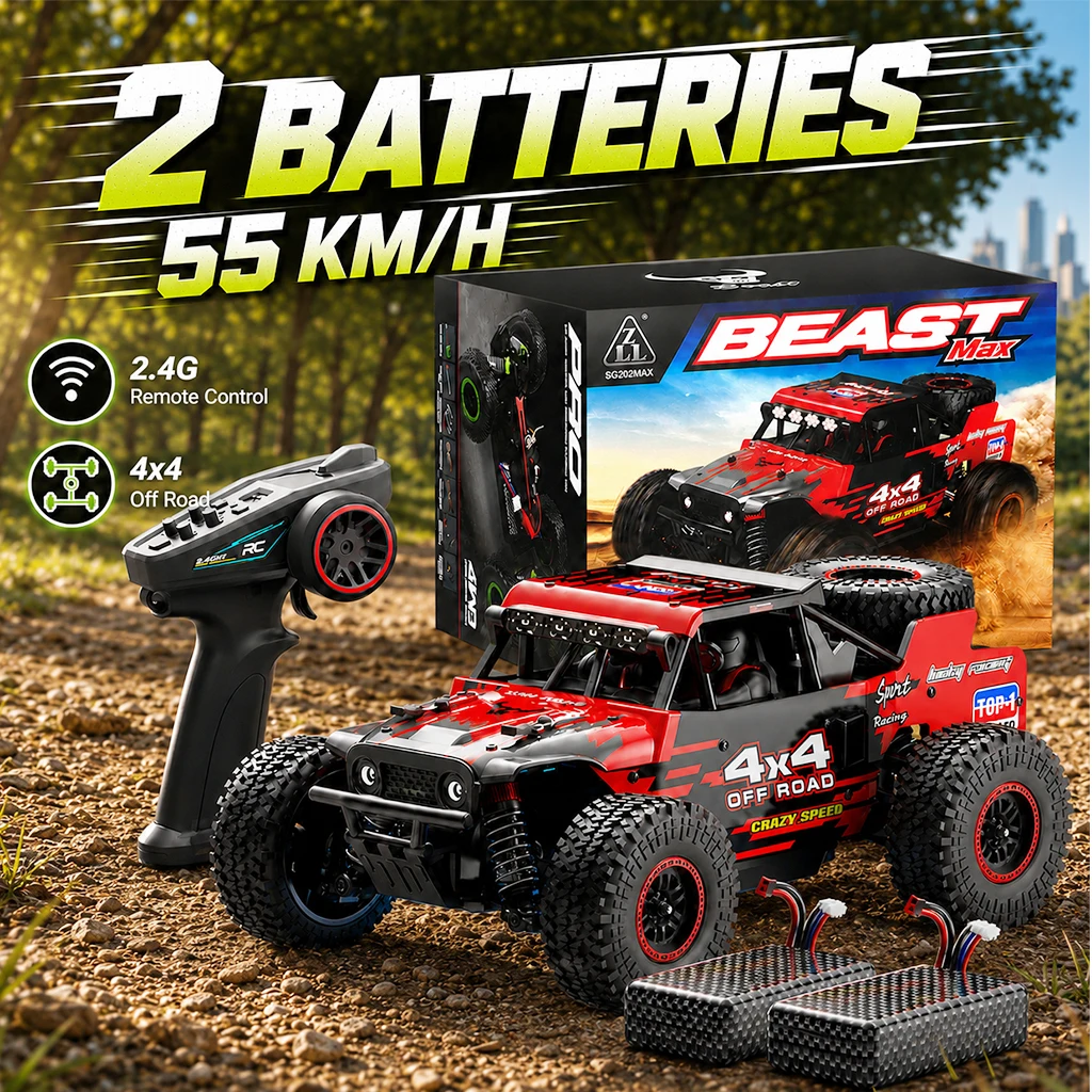 ZNLYRION RC Offroad-Auto SG202MAX 1:16 4WD Bürstenlos 55KM/H Hochgeschwindigkeits 2.4G Ferngesteuerter Monster Truck mit LED-Lichtern