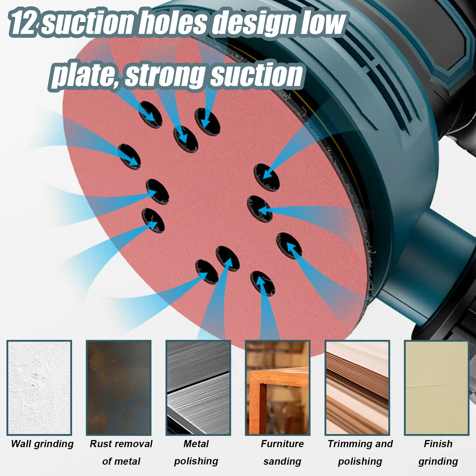 Lijadora Orbital Aleatoria de 5 Pulgadas con Velocidad Variable, Pulidora Eléctrica para Automóviles, Lijado de Pintura, Pulido de Madera, Lijado de Metal, Máquina de Pintura
