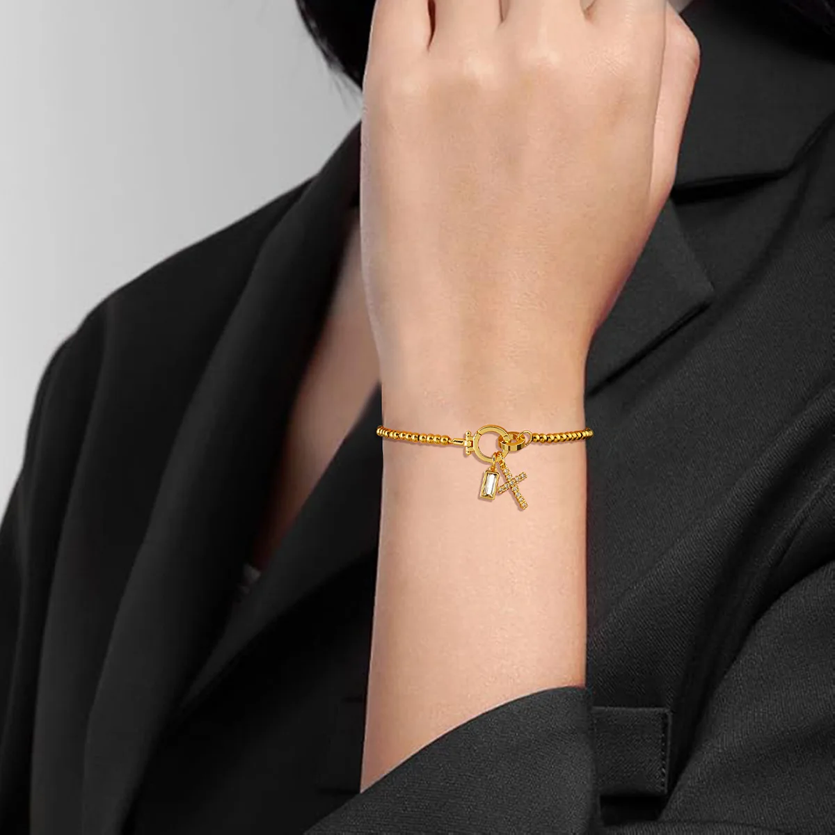 

Personalized Birthstone Cross Bracelet Popular 18K Gold-plated Month Bracelet in Europe and America The Perfect Gift for Her