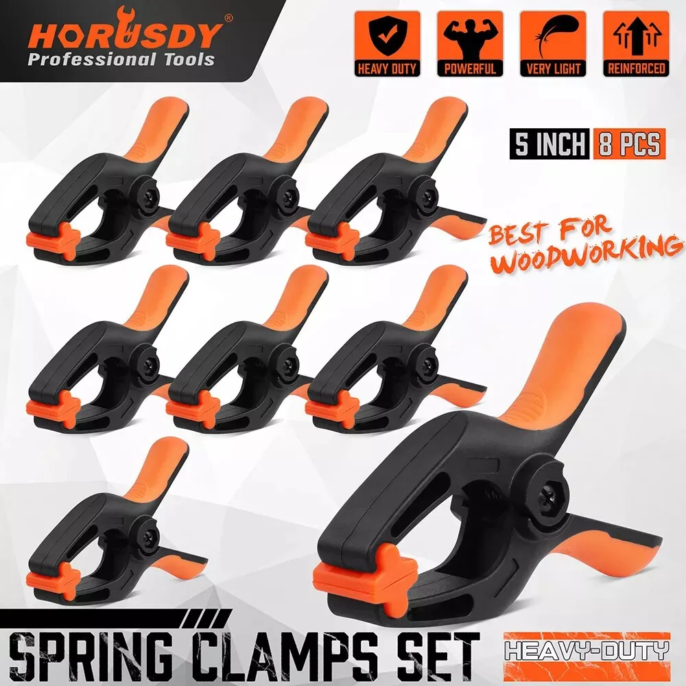 

HORUSDY 8-Pack 5" Spring Clamps Non-Slip Rubber Grip Handle Strong Nylon Clips