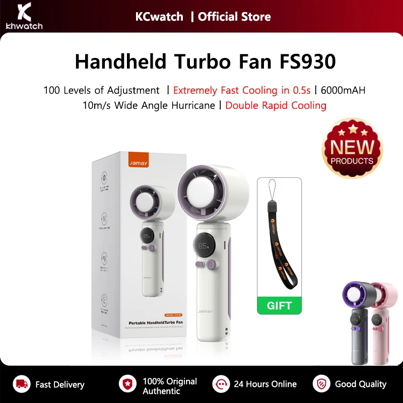 KHwatch Ventilatore turbo portatile portatile 100 velocità regolabile 0,5 SlIce Sensazione Raffreddamento rapido Ventola di ricarica USB portatile 6000mAh FS930