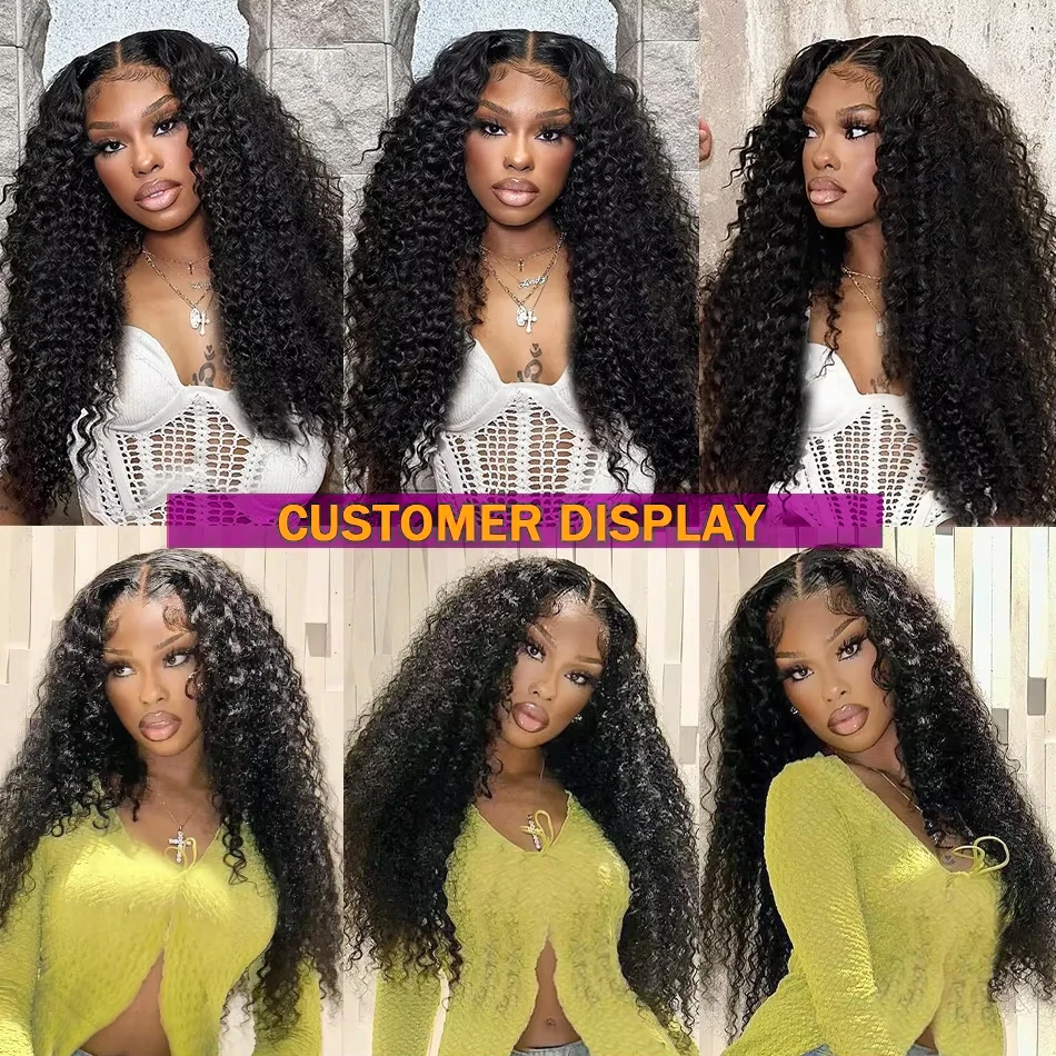 24 Inch Kinky Curly 13x4 Lace Front Human Hair Wigs For Women Pre Plucked Hd Transparent 13x6 Deep Curly Human Hair Frontal Wigs image 6