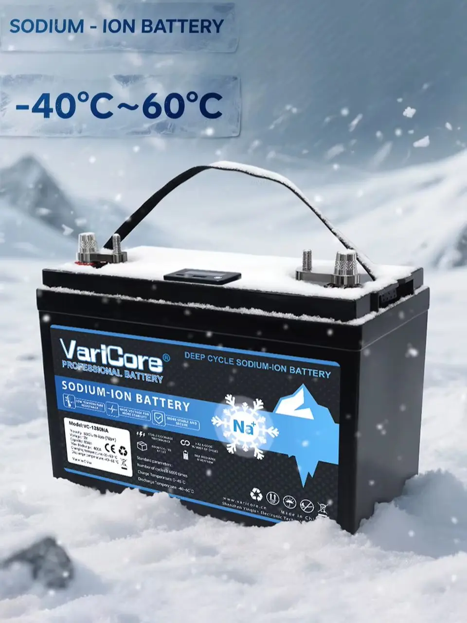 12V 80Ah Natrium-Ionen-Batterie, 10000 Deep-Cycle-Zyklen, kältebeständig, schnell aufladbar, wiederaufladbare Speicherbatterie für Solaranlagen, Wohnmobile, Boote, netzunabhängige