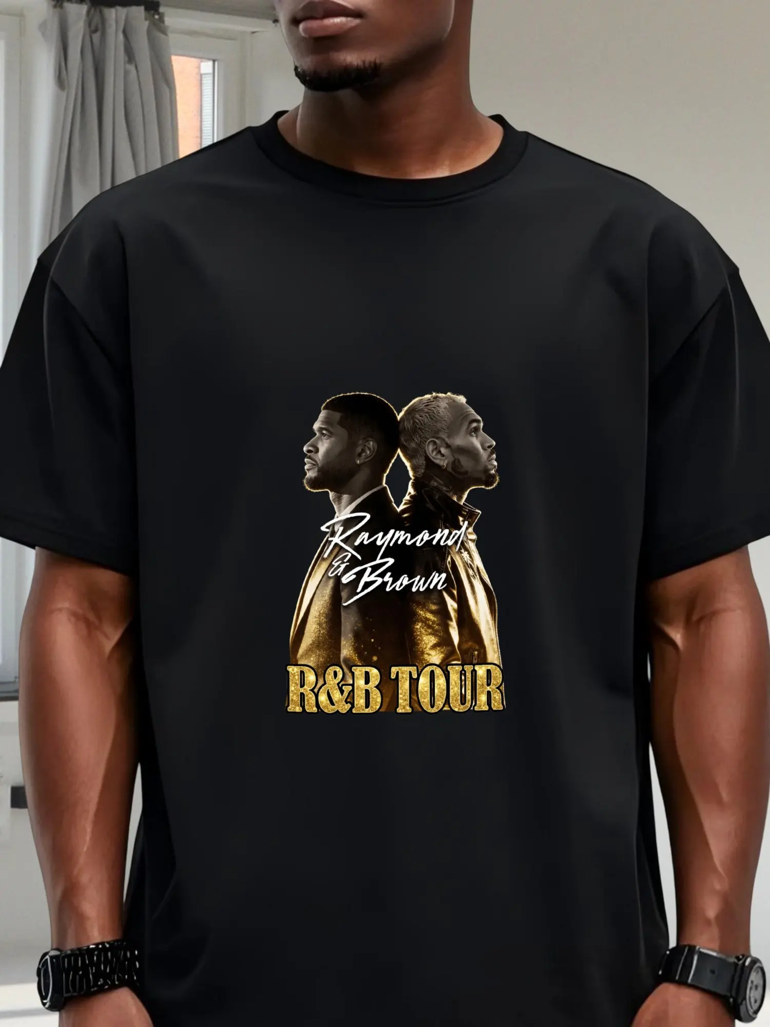 Double Side Print T Shirt Clear Pattern Thick Cotton Oversized Streetwear Unisex Tshirt