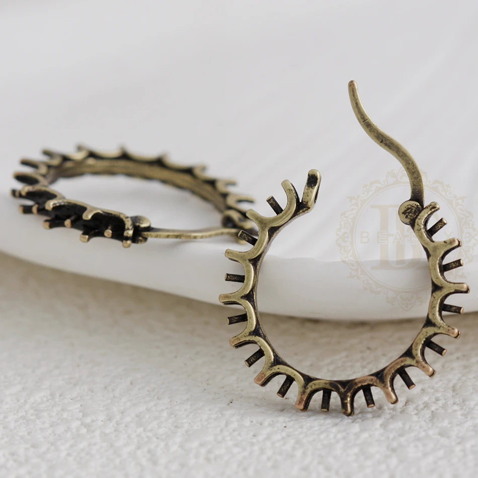 DIY Supply-2 قطعة من عمود القرط النحاسي الصلب مع إعداد ودبوس من الفضة الاسترليني - حلقة 23.5 × 23 مم (4921C-10)