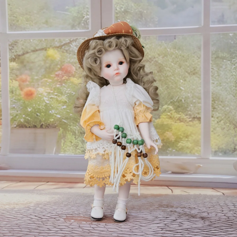 Cloveray 13-дюймовая керамическая реалистичная толстая фарфоровая кукла для всего тела, супер милая ретро-керамическая кукла, платье, съемный художественный подарок