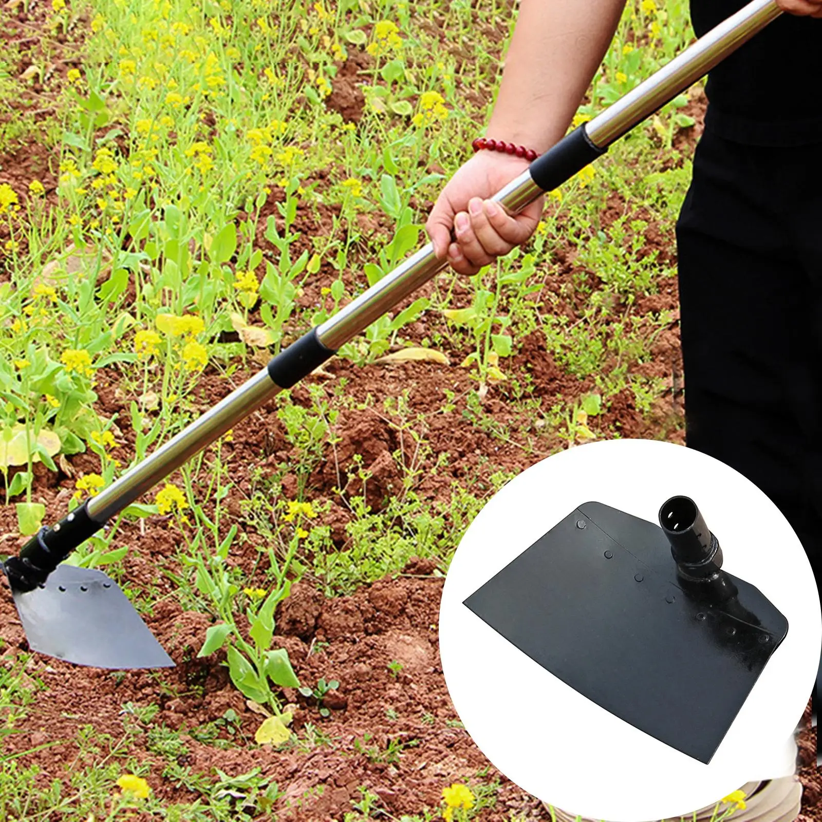 Motyka do pielenia Teleskopowa wszechstronna łotnia ze stali nierdzewnej Regulowana motyka ogrodowa do pielenia Rozluźnianie gleby Sadzenie Kultywacja podwórka