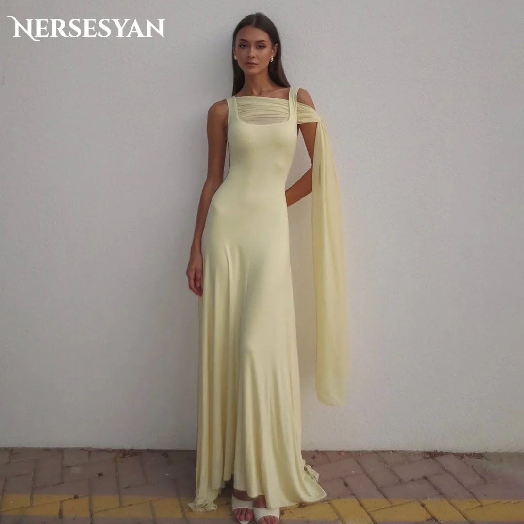 فساتين سهرة أنيقة بحورية البحر من Nersesyan Lemon بياقة مربعة من الساتان فستان رسمي بشريط Bodycon للنساء رداء حفلات مخصص #1