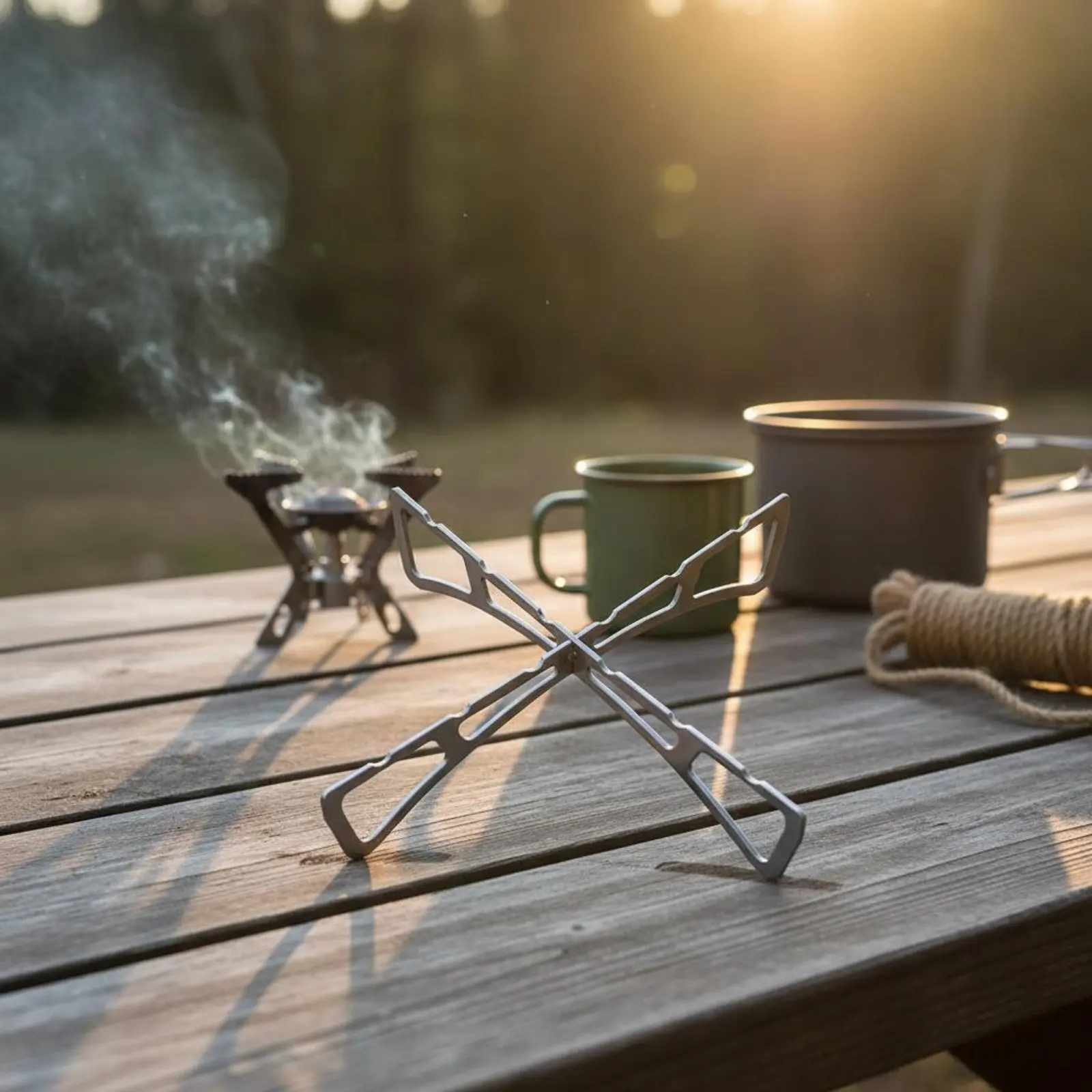 Foldable Stainless Steel Pot Stand Cross Pan Stand Space-Saving Cross-Shaped Holder Lightweight for Outdoor Picnic BBQ Barbecue
