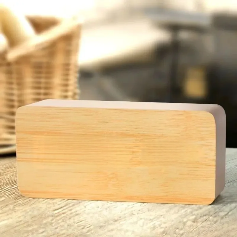 Digitaler Wecker aus Holz, LED-Wecker mit Temperatur-Schreibtischuhren für Büro, Nachttischuhr