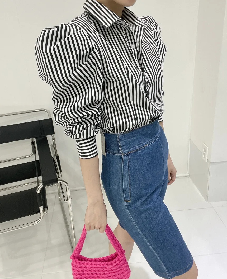 Korean Style Spring New Shirt Ring Balloon Puff-sleeved With-long-sleeved Blouses Shirt